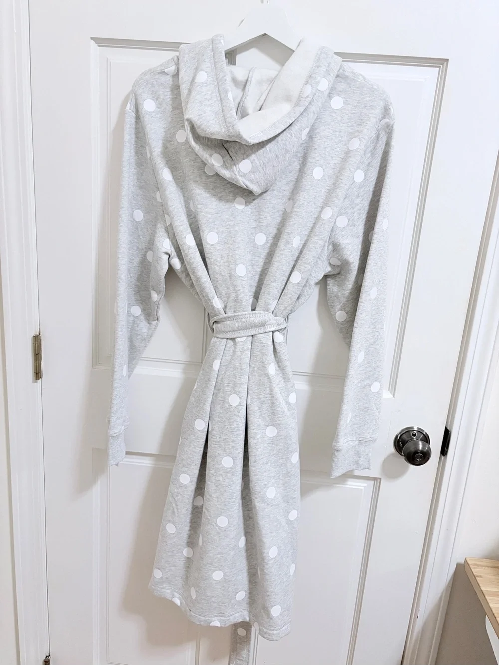 Wild Fable Polka Dot Plush Terry Hooded Robe - Light Gray